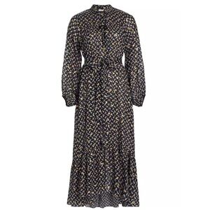 Doen Long Sleeve Metallic Print Lightweight Ivana Dress in Falling Leaves L